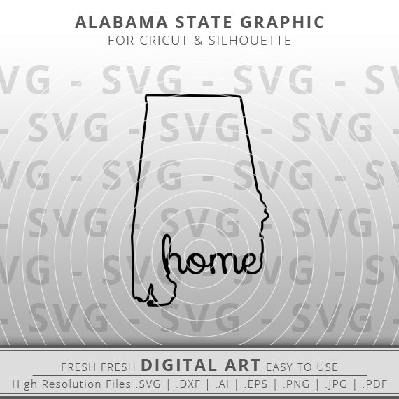 Alabama SVG Image - Alabama State Outline SVG - Cricut - Silhouette - Cameo - Clipart - Digital Download