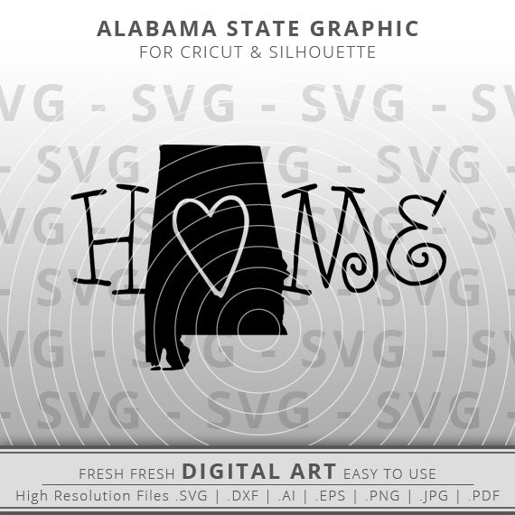 Alabama SVG Image - Alabama State Outline SVG - Cricut - Silhouette - Cameo - Clipart - Digital Download