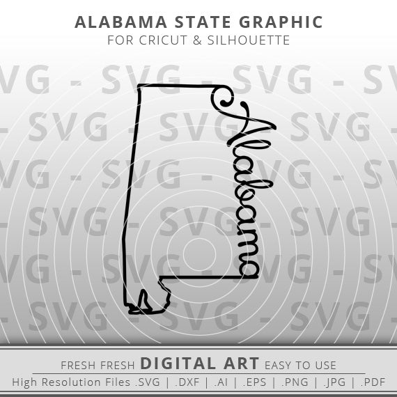 Alabama SVG Image - Alabama State Outline SVG - Cricut - Silhouette - Cameo - Clipart - Digital Download