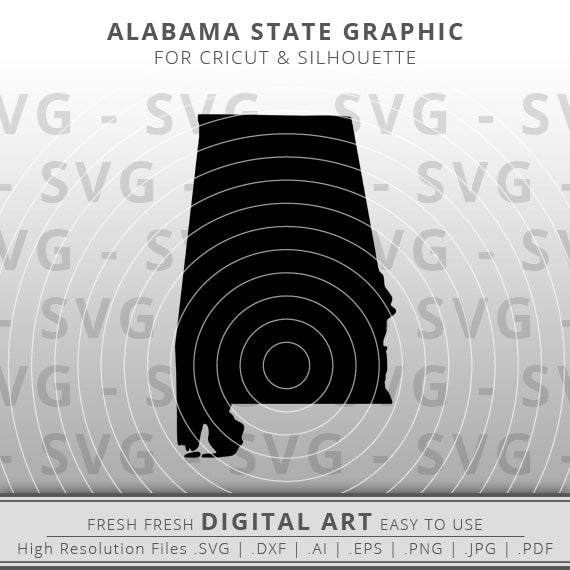 Alabama SVG Image - Alabama State Outline SVG - Cricut - Silhouette - Cameo - Clipart - Digital Download