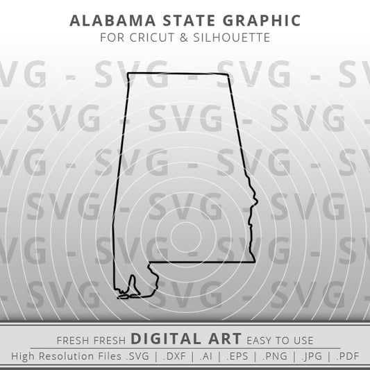 Alabama SVG Image - Alabama State Outline SVG - Cricut - Silhouette - Cameo - Clipart - Digital Download