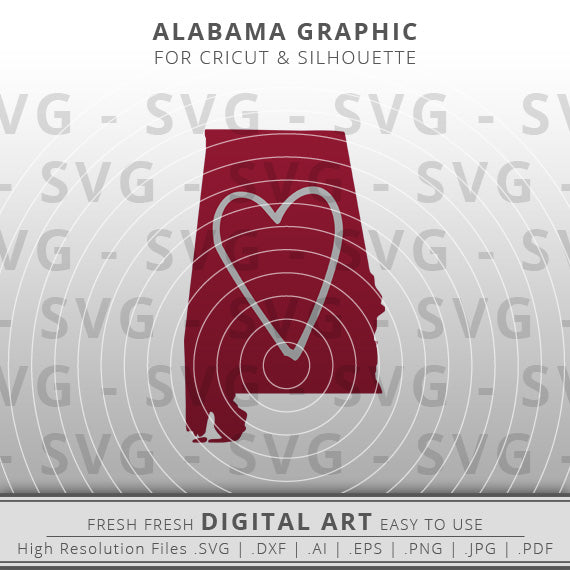 Alabama SVG Image - Alabama State Outline SVG - Cricut - Silhouette - Cameo - Clipart - Digital Download