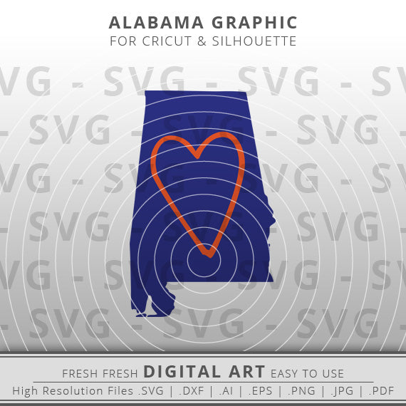 Alabama SVG Image - Alabama State Outline SVG - Cricut - Silhouette - Cameo - Clipart - Digital Download