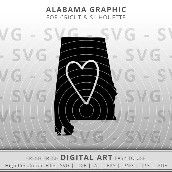 Alabama SVG Image - Alabama State Outline SVG - Cricut - Silhouette - Cameo - Clipart - Digital Download