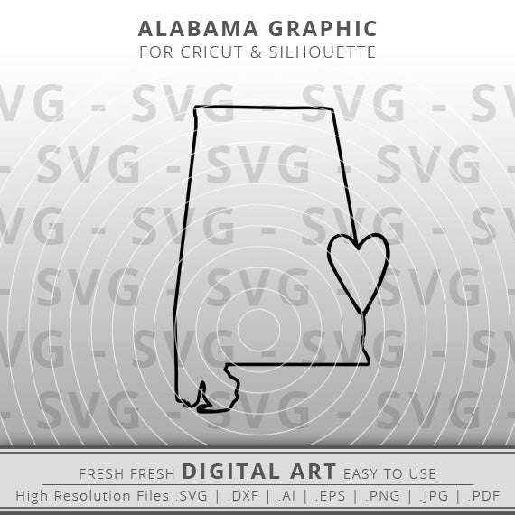 Alabama SVG Image - Alabama State Outline SVG - Cricut - Silhouette - Cameo - Clipart - Digital Download