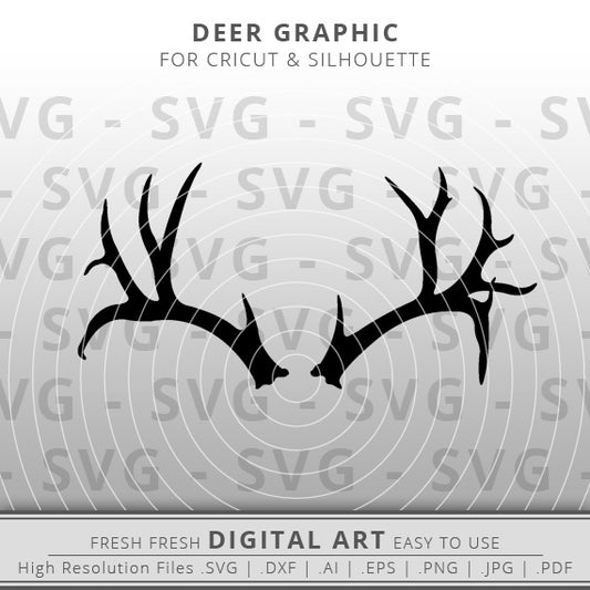 Antlers SVG - Deer Antlers SVG - Deer SVG Image - Deer Outline SVG - Hunting SVG - Cricut - Silhouette - Cameo - Clipart - Digital Download