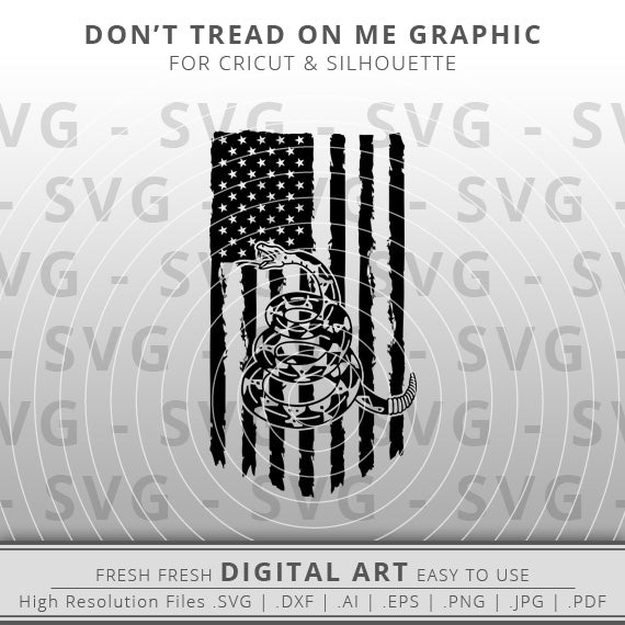 American Flag with Rattlesnake SVG - Gadsden Flag SVG Image - Don't Tread on Me Flag SVG - Cricut - Silhouette Cameo - Clipart - Digital Download