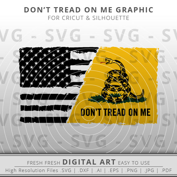 Distressed American Flag Don't Tread On Me SVG Image - Patriotic SVG - Cricut - Silhouette Cameo - Clipart - Digital Download