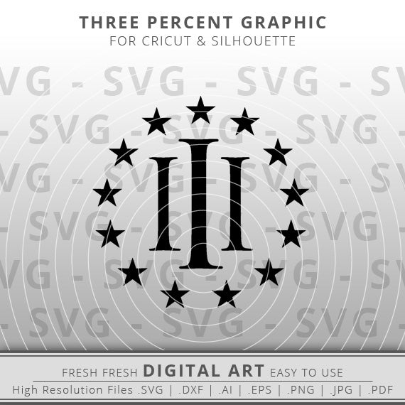 Three Percent Roman Numeral with Stars Flag SVG - Patriotic SVG - Cricut - Silhouette Cameo - Clipart - Digital Download