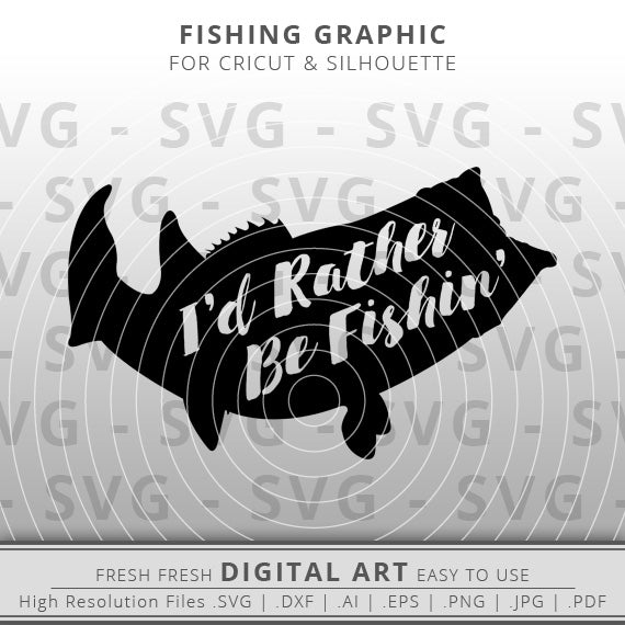 i'd rather be fishing bass svg fish outline