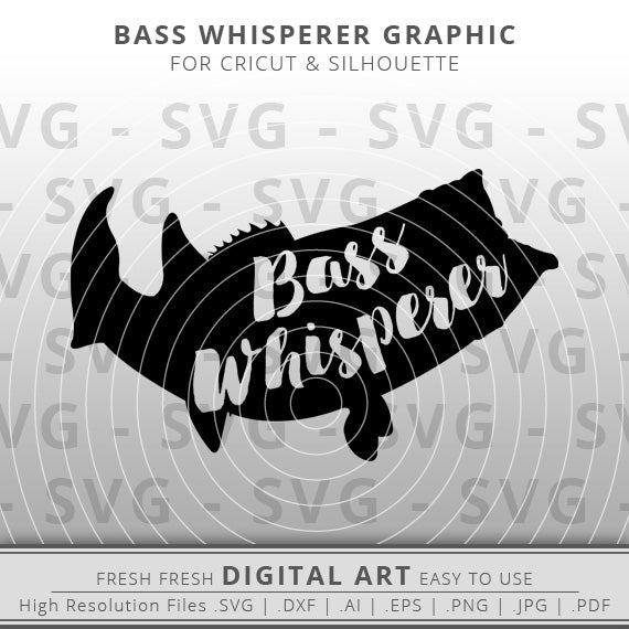 bass whisperer svg fish outline