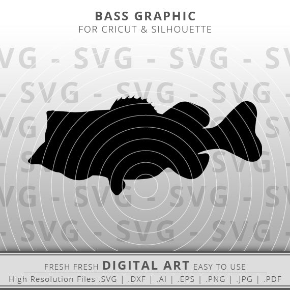 largemouth bass svg fish outline