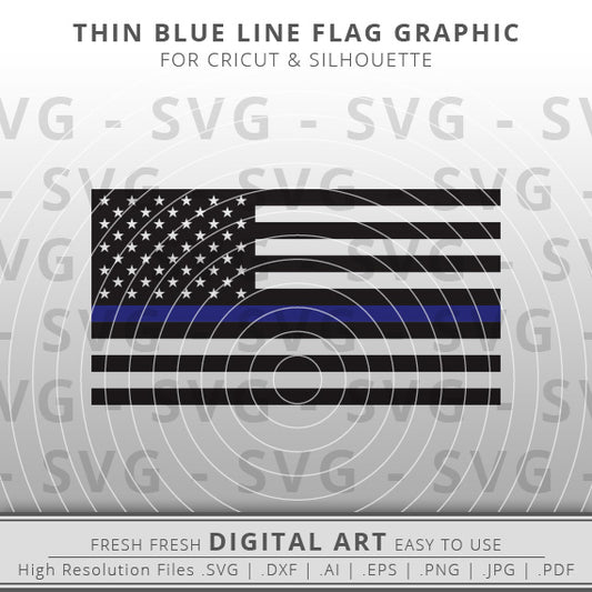 American Flag Thin Blue Line SVG - LEO Flag SVG Image - Back the Blue Flag SVG - Cricut - Silhouette Cameo - Clipart - Digital Download