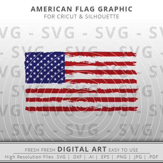 American Flag SVG - Distressed American Flag SVG Image - Patriotic SVG - Cricut - Silhouette Cameo - Clipart - Digital Download