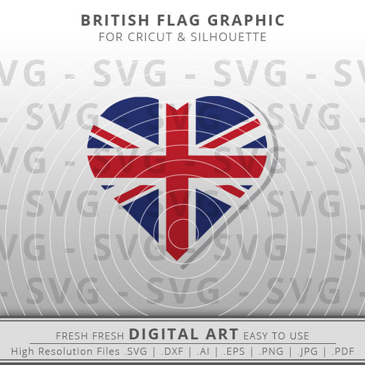 British Heart Flag SVG - Union Jack Flag SVG Image - Union Jack Heart SVG - Cricut - Silhouette Cameo - Clipart - Digital Download
