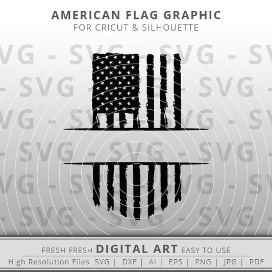 American Flag Split Monogram SVG - Distressed American Flag SVG Image - Patriotic SVG - Cricut - Silhouette Cameo - Clipart - Digital Download