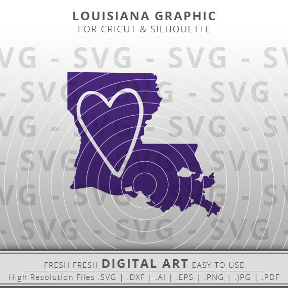 heart louisiana state outline