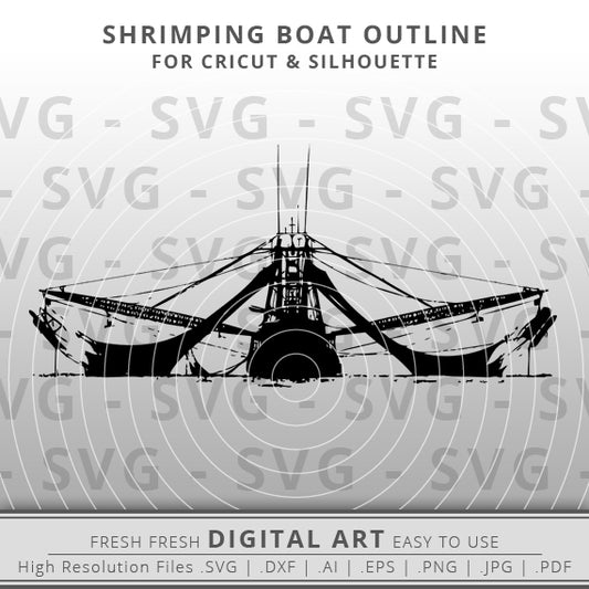 Shrimp boat SVG Image - Shrimp Boat Silhouette SVG - Fishing SVG - Cricut - Silhouette - Cameo - Clipart - Digital Download