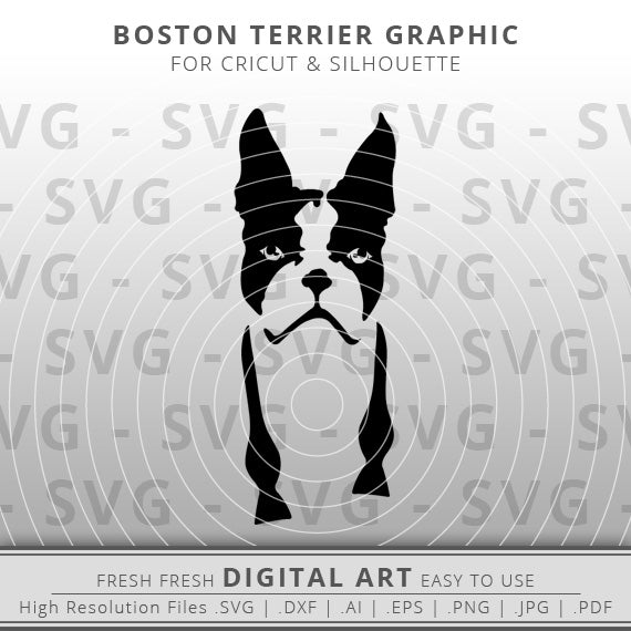 Outline of a boston terrier head with black bow tie untied