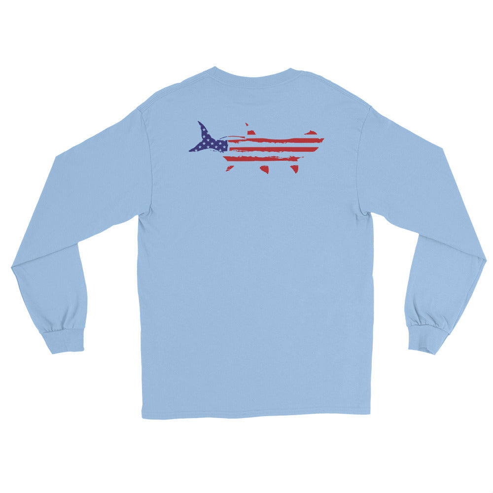 American Flag Tarpon Circle Hook Graphic Tee Long Sleeve Shirt