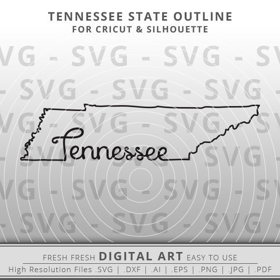 Outline of the state of Tennessee with the word Nashville incorporated into the line.