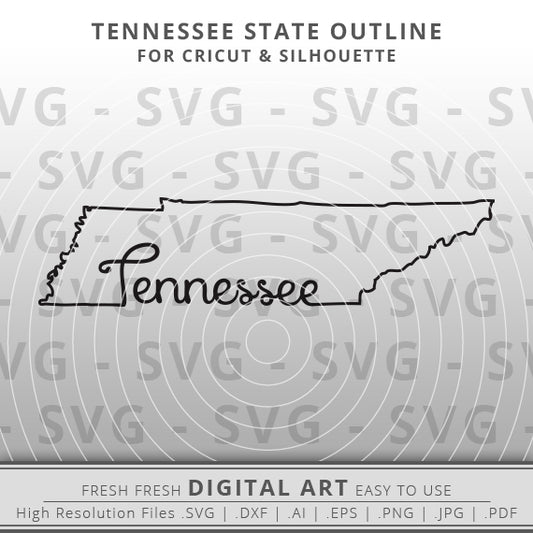 Outline of the state of Tennessee with the word Nashville incorporated into the line.