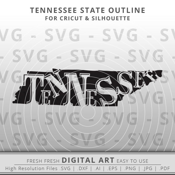 Outline of the state of Tennessee with the word Nashville incorporated into the line.