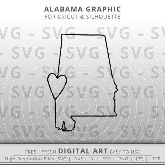 Alabama SVG Image - Alabama State Outline SVG - Cricut - Silhouette - Cameo - Clipart - Digital Download