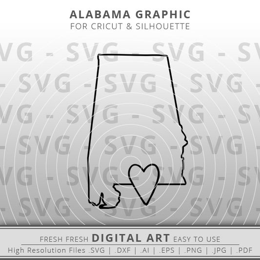 Alabama SVG Image - Alabama State Outline SVG - Cricut - Silhouette - Cameo - Clipart - Digital Download