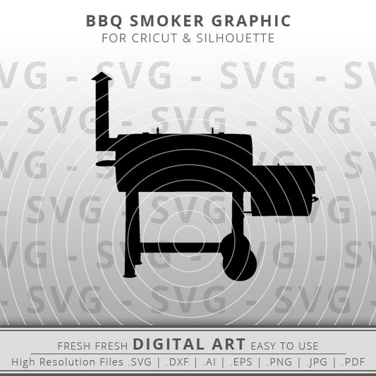 Offset Smoker SVG - BBQ SVG - Barbecue SVG - BBQ Smoker Clipart - BBQ Clip Art - Cricut - Silhouette - Cameo