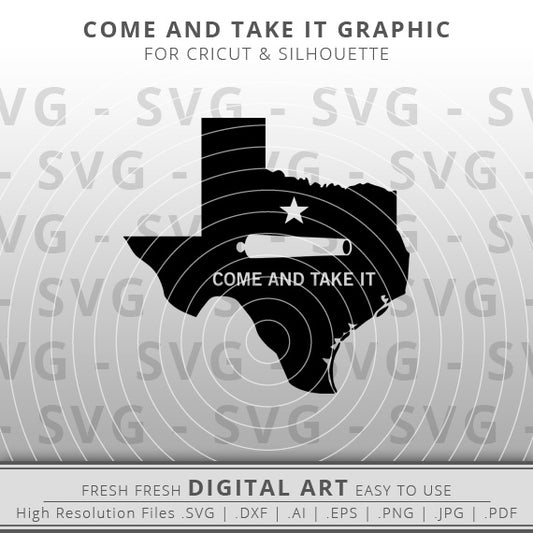 Texas Come & Take It SVG - Texas Outline SVG - Cannon Flag SVG - 2nd Amendment SVG - Gun Rights SVG - Texas Flag svg - Cricut - Silhouette - Cameo