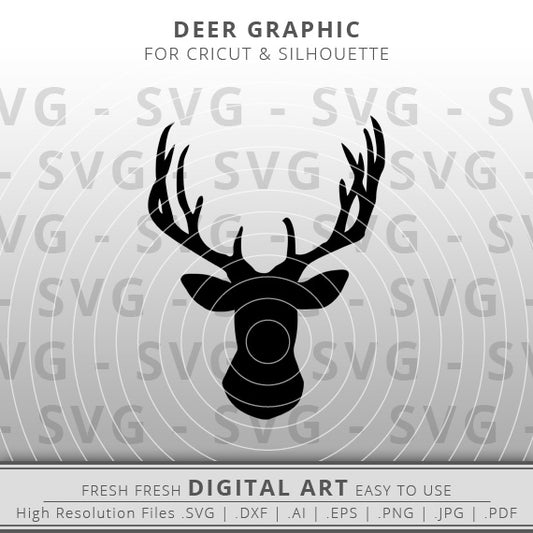 Deer SVG Image - Deer Outline SVG - Deer Head SVG - Hunting SVG - Cricut - Silhouette - Cameo - Clipart - Digital Download