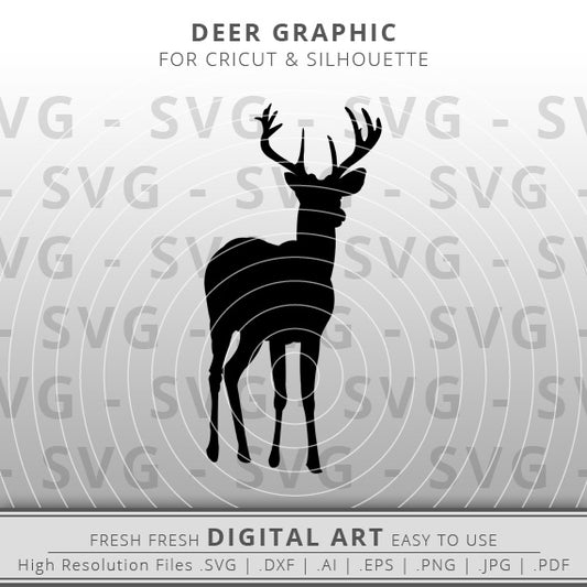 Deer SVG Image - Deer Outline SVG - Hunting SVG - Cricut - Silhouette - Cameo - Clipart - Digital Download