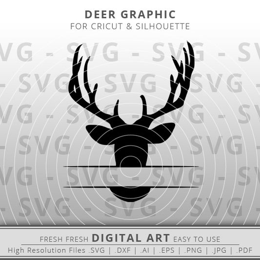 Deer SVG Image - Split Monogram - Deer Outline SVG - Hunting SVG - Cricut - Silhouette - Cameo - Clipart - Digital Download