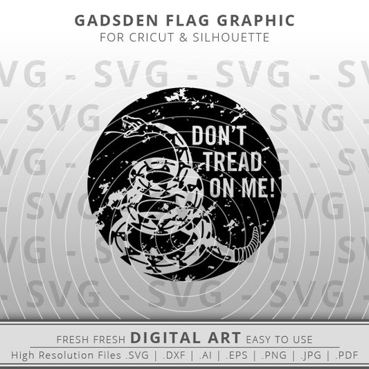 Don't Tread On Me Distressed Circle SVG - Gadsden Flag SVG - 2nd Amendment SVG - Bill of Rights SVG - Cricut - Silhouette - Cameo