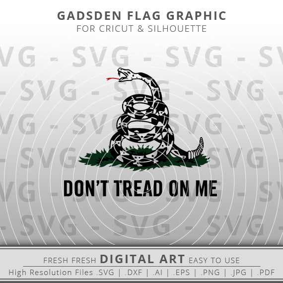 Don't Tread On Me Rattlesnake and Words SVG - Gadsden Flag SVG - 2nd Amendment SVG - Bill of Rights SVG - Cricut - Silhouette - Cameo