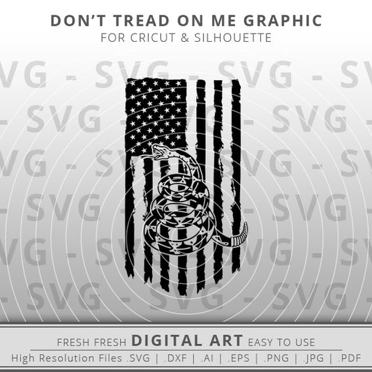 American Flag with Rattlesnake SVG - Gadsden Flag SVG Image - Don't Tread on Me Flag SVG - Cricut - Silhouette Cameo - Clipart - Digital Download