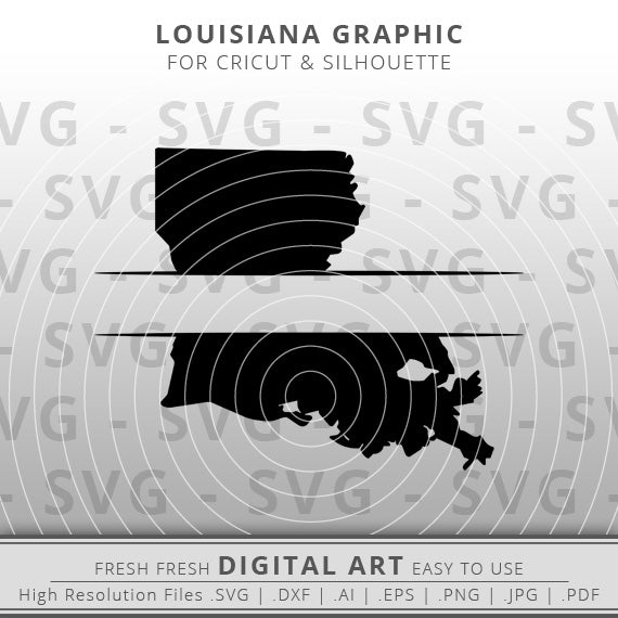 Louisiana state outline split monogram