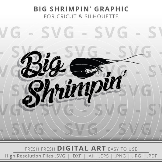 Shrimp svg image with big shrimpin' script font